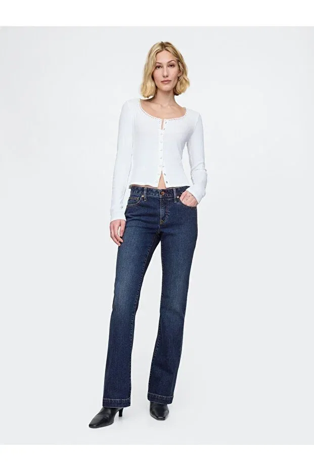 Женские джинсы с широкой штаниной Gap, Navy Blue-000