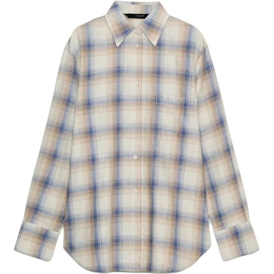 Женская рубашка с лацканами Sand/Blue ZARA, Sand/Blue