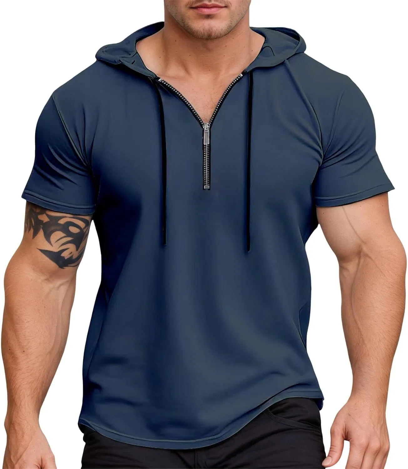 Мужская спортивная футболка с капюшоном Slim Fit, Navy