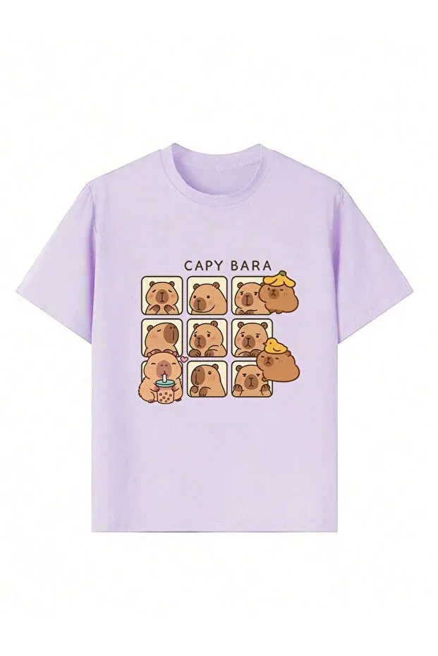 Детская футболка для девочек с принтом Capybara Cc Collection, Lilac — фото 2