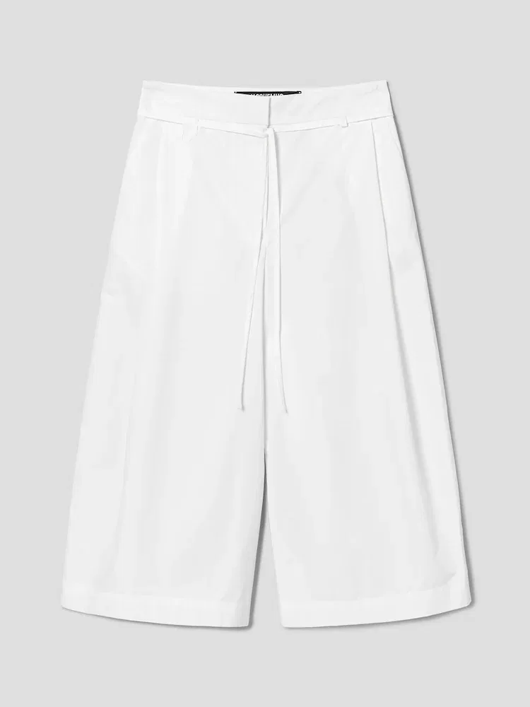 Шорты широкие, высокий пояс JACQUEMUS Le Short Marin, White