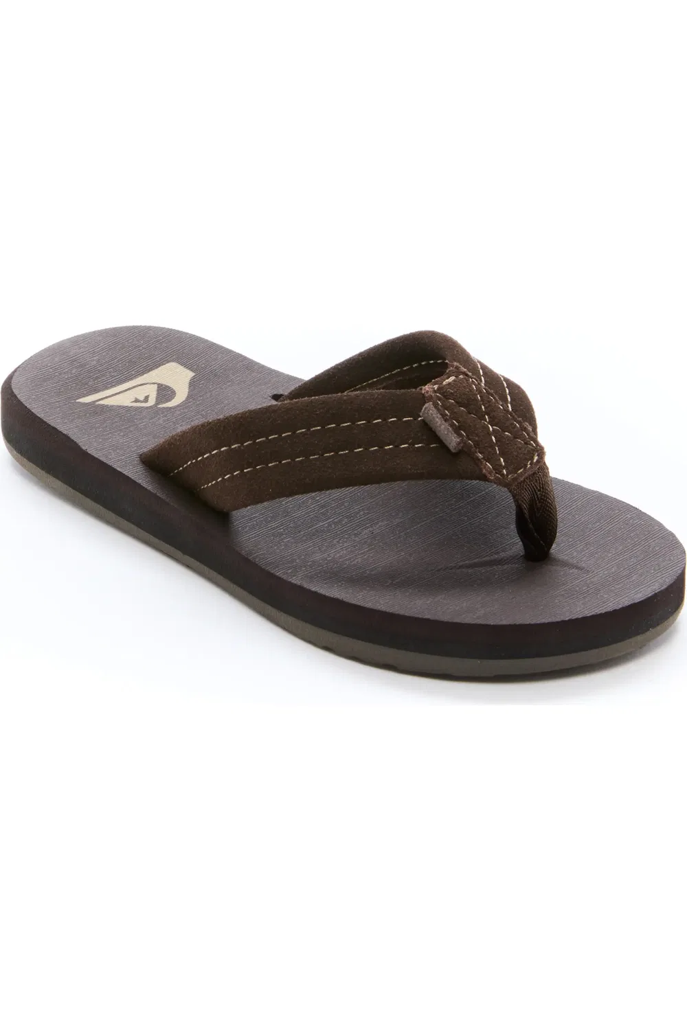 Детские сандалии вьетнамки на мягкой подошве Carver Suede Core Quiksilver, темно-коричневый