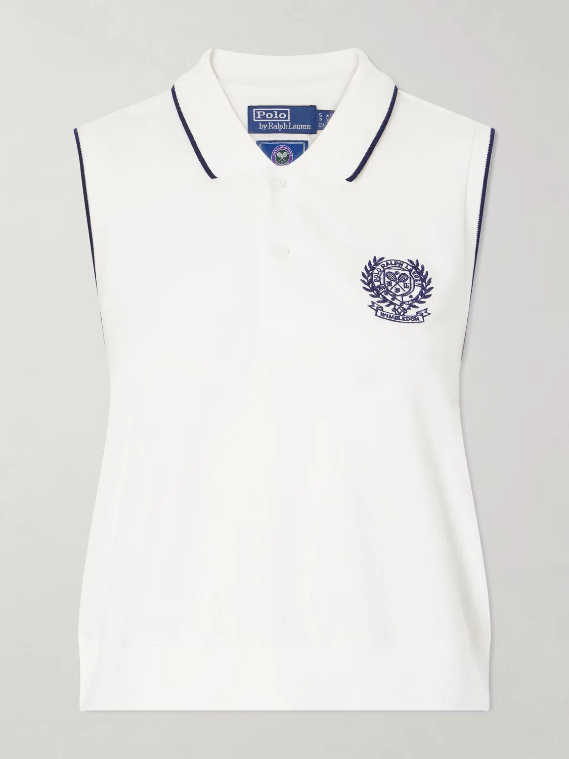 Поло-Жилет из хлопкового трикотажа с вышитым логотипом Уимблдона Polo Ralph Lauren, белый