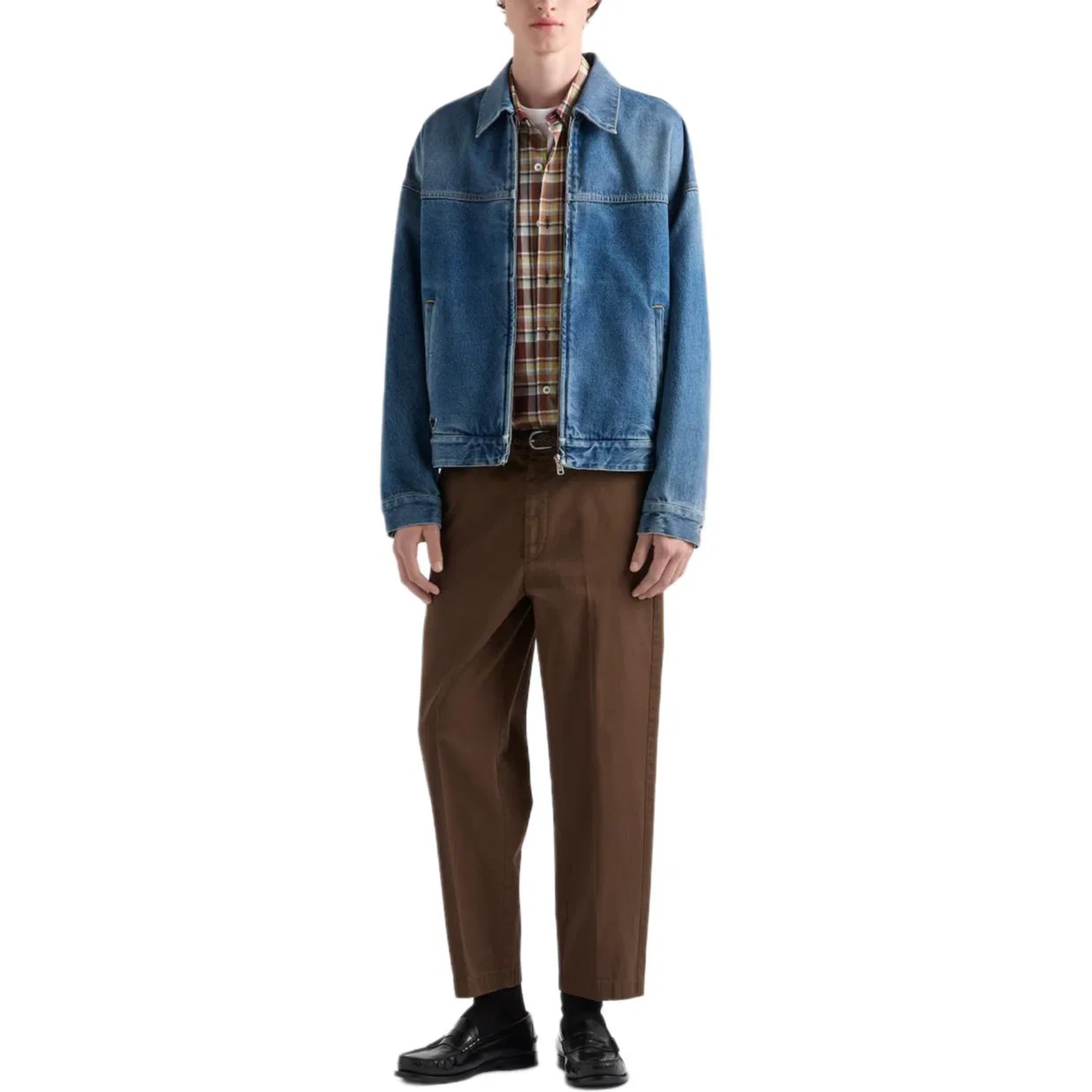 Мужская джинсовая куртка с лацканами и патчами PRADA, Blue — фото 3