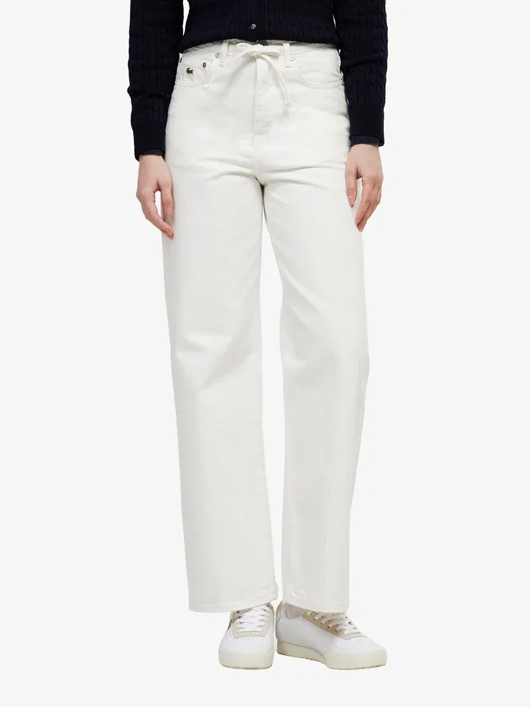 Джинсы LACOSTE Essential Wide Fit, широкие, белые — фото 2