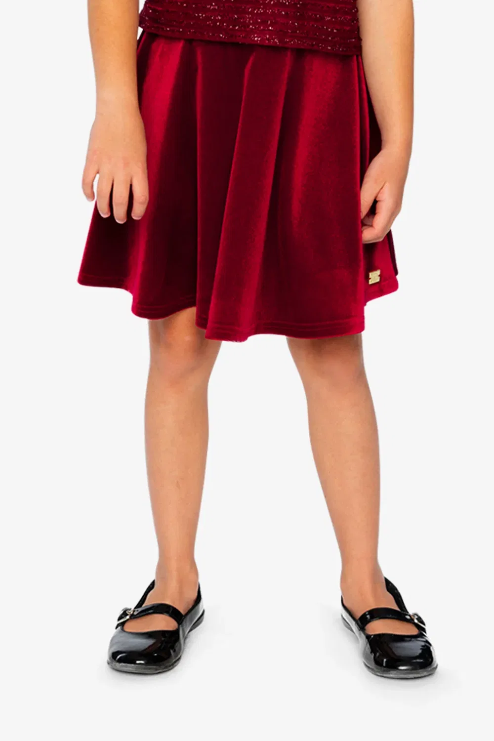 Детская юбка из вельвета со складками Velvet Skirt Deux par Deux, Rouge — фото 2