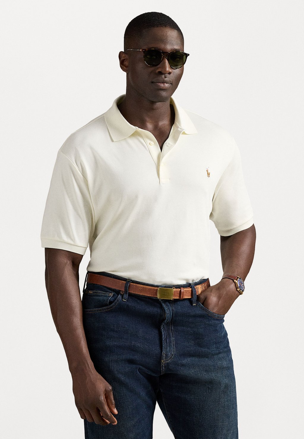 

Рубашка поло SOFT Polo Ralph Lauren Big & Tall, кремовый