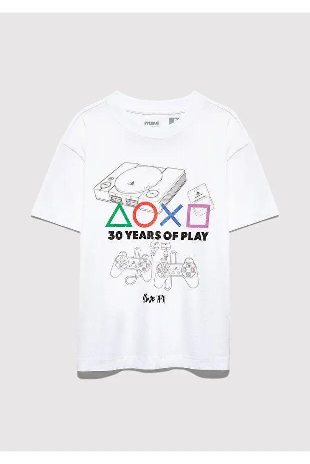 Детская футболка для мальчиков с принтом Playstation Mavi, White — фото 2