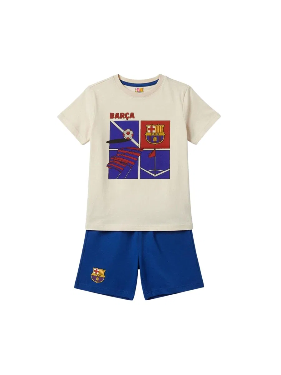 Пижама Cerda 'Short Pajamas Single Jersey FC Barcelona' белого цвета