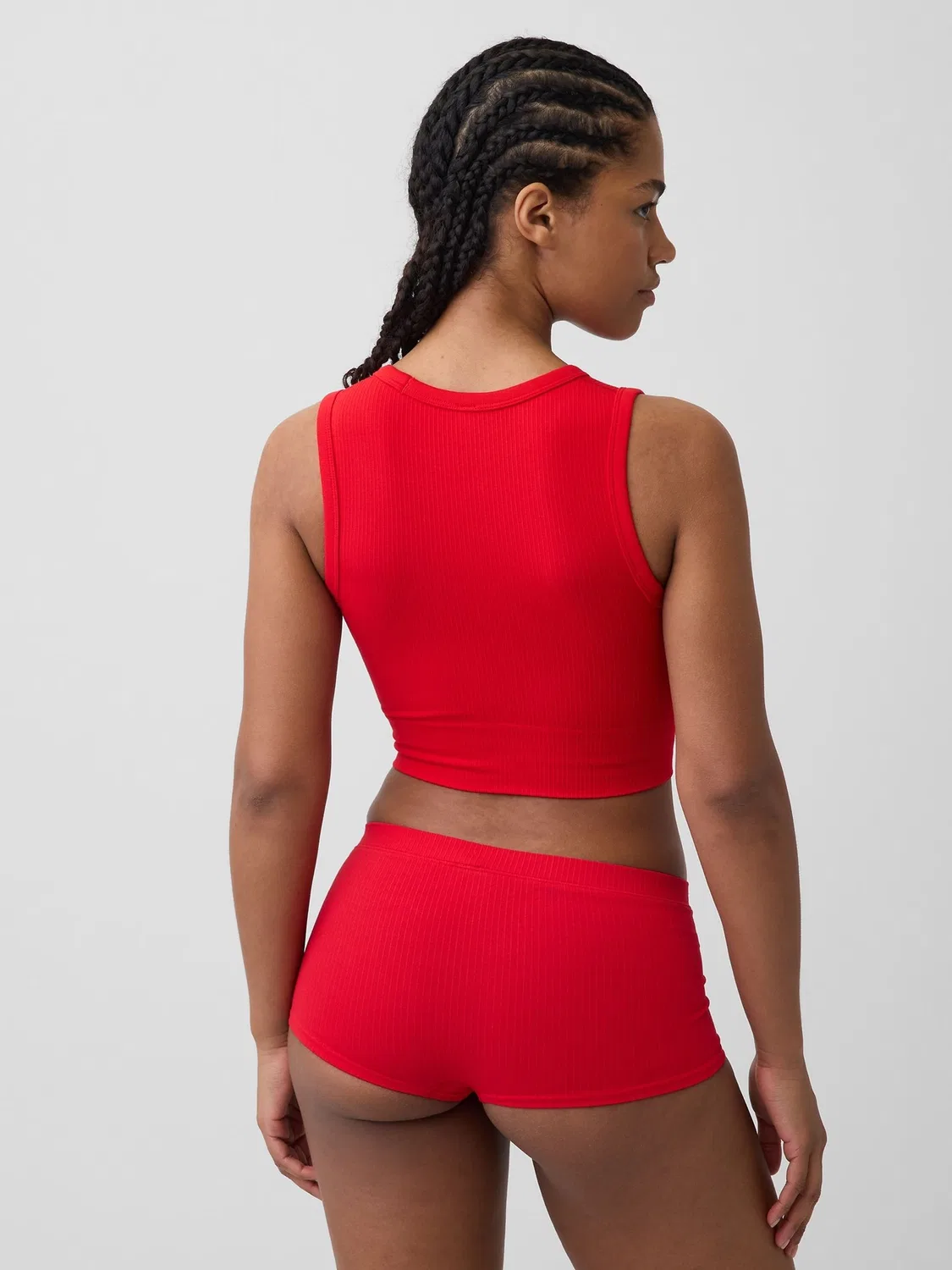 Топ-майка с ребристой вязкой, модель Seamless Rib Crop Tank Vest Gap, красный — фото 3