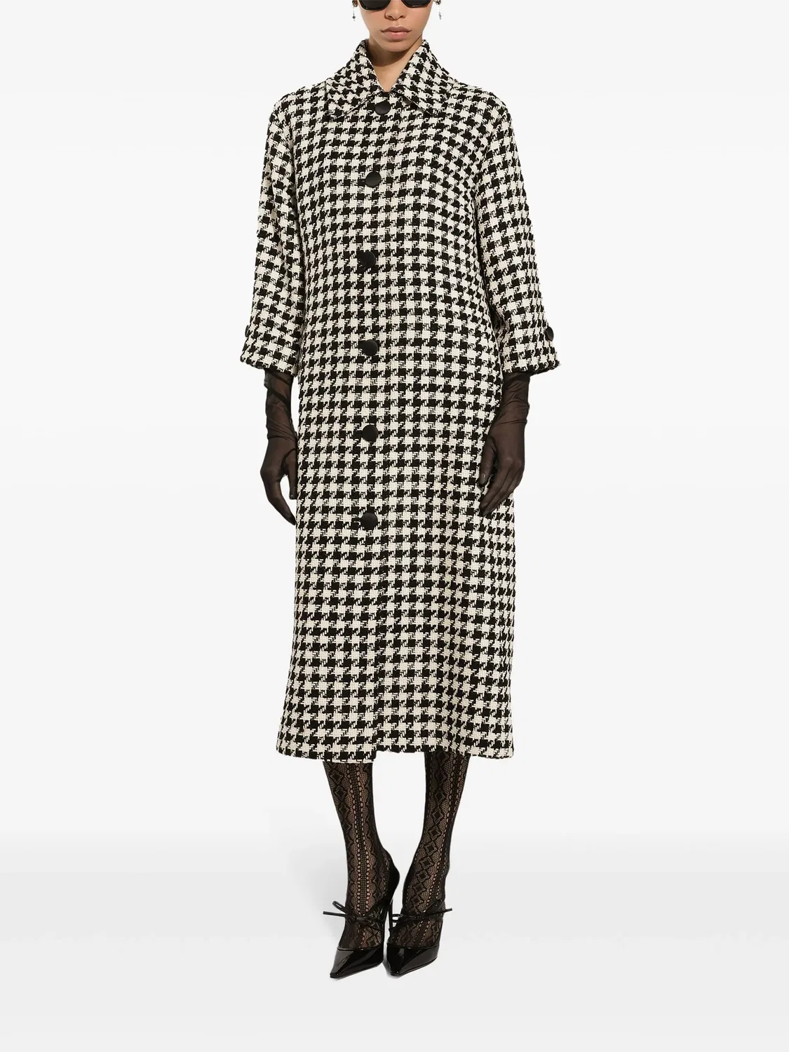 Dolce & Gabbana Тренч в гусиную лапку, черный — фото 2