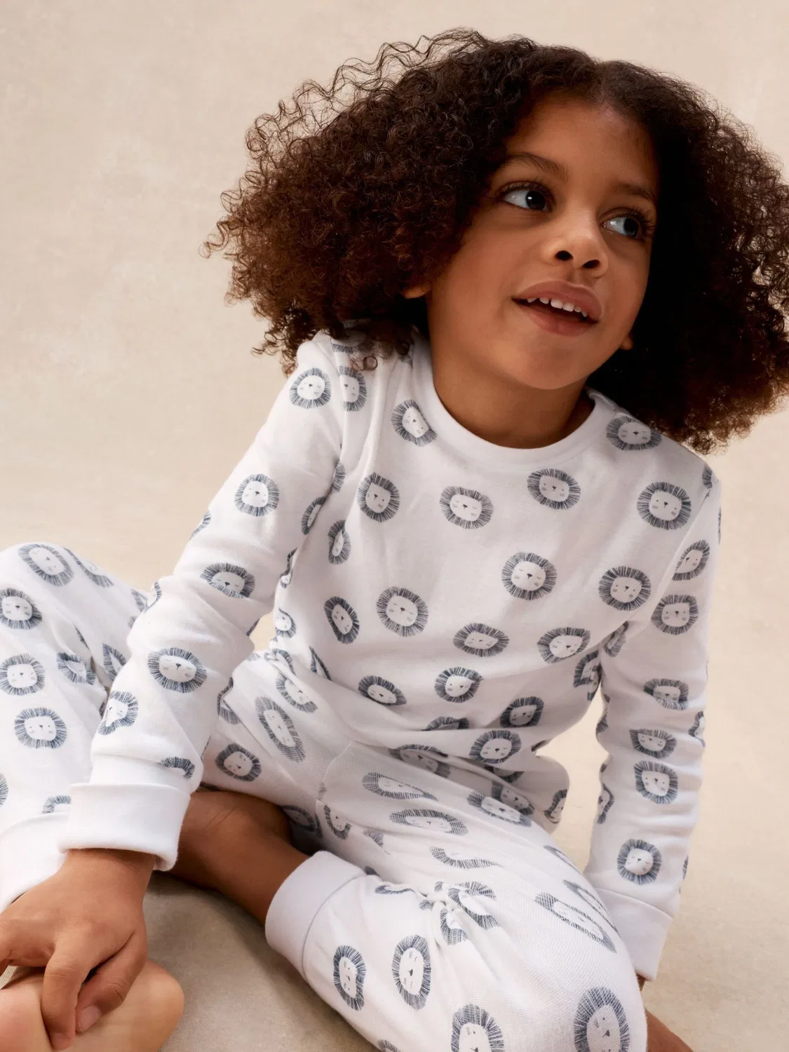 Пижама с принтом львов, Slim Fit The White Company, синий — фото 3