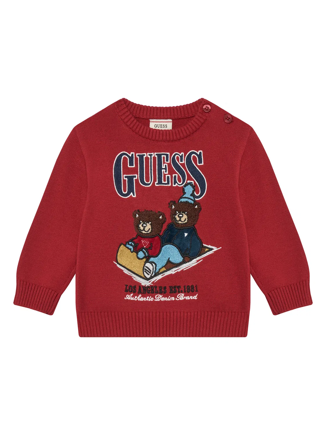 Комплект из пуловера и брюк стандартного кроя для мальчика Guess, красный — фото 2