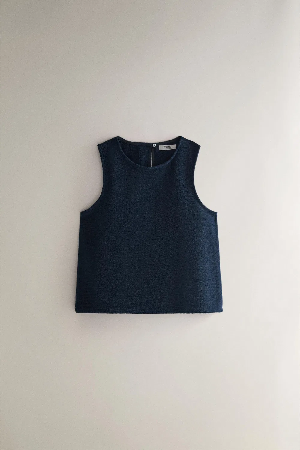 Хлопковый махровый пляжный топ ZARA, Navy blue