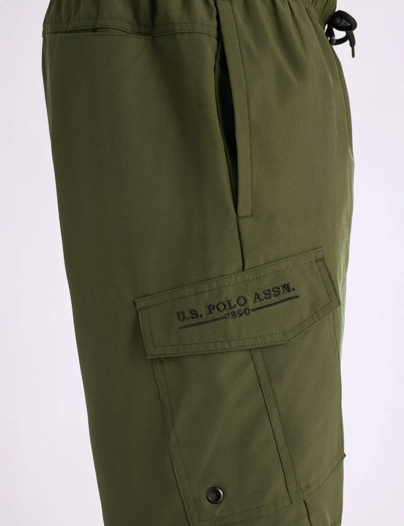 Мужские шорты для плавания U.S. Polo Assn. 8.5" Zip Cargo, зеленый — фото 3
