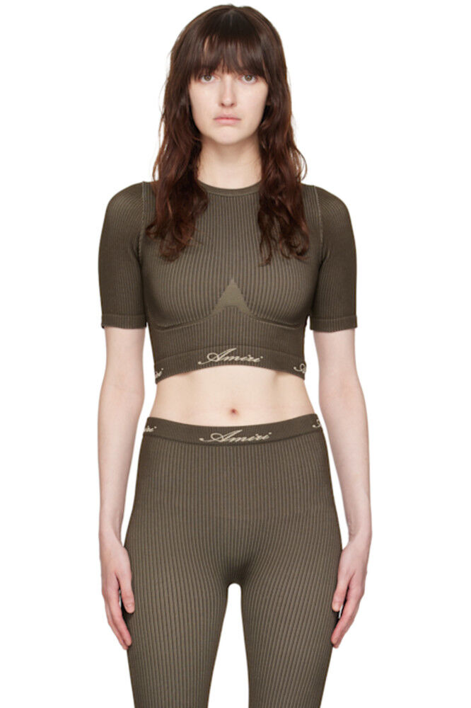 

Коричневый ребристый топ AMIRI