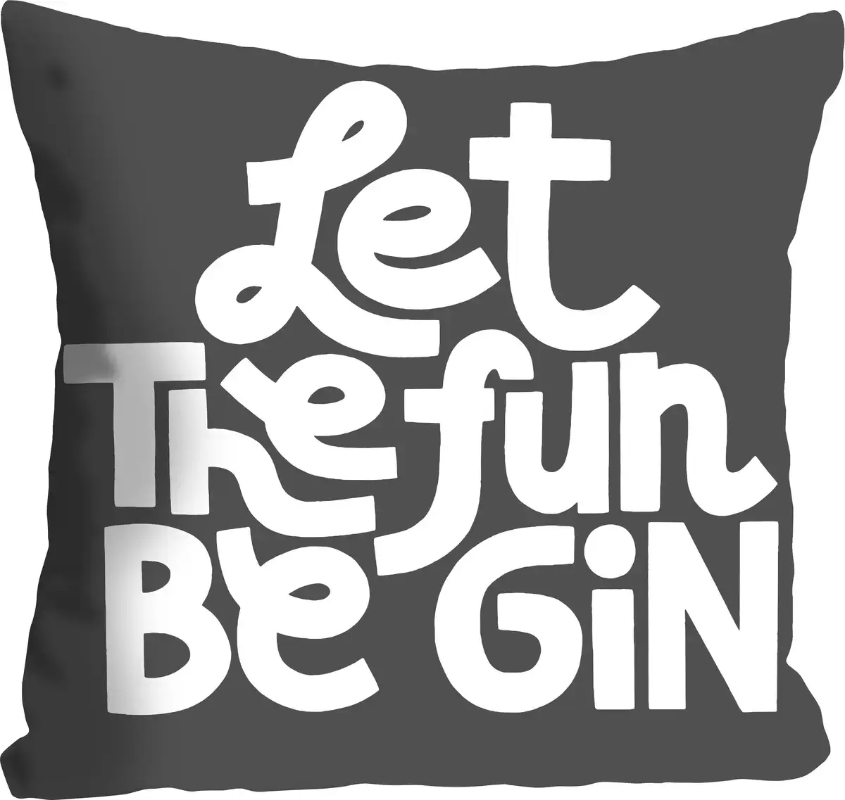 

Декоративная подушка Queence "LET THE FUN BE GIN", с надписью, чехол без наполнения, 1 штука 40х40 см, серый