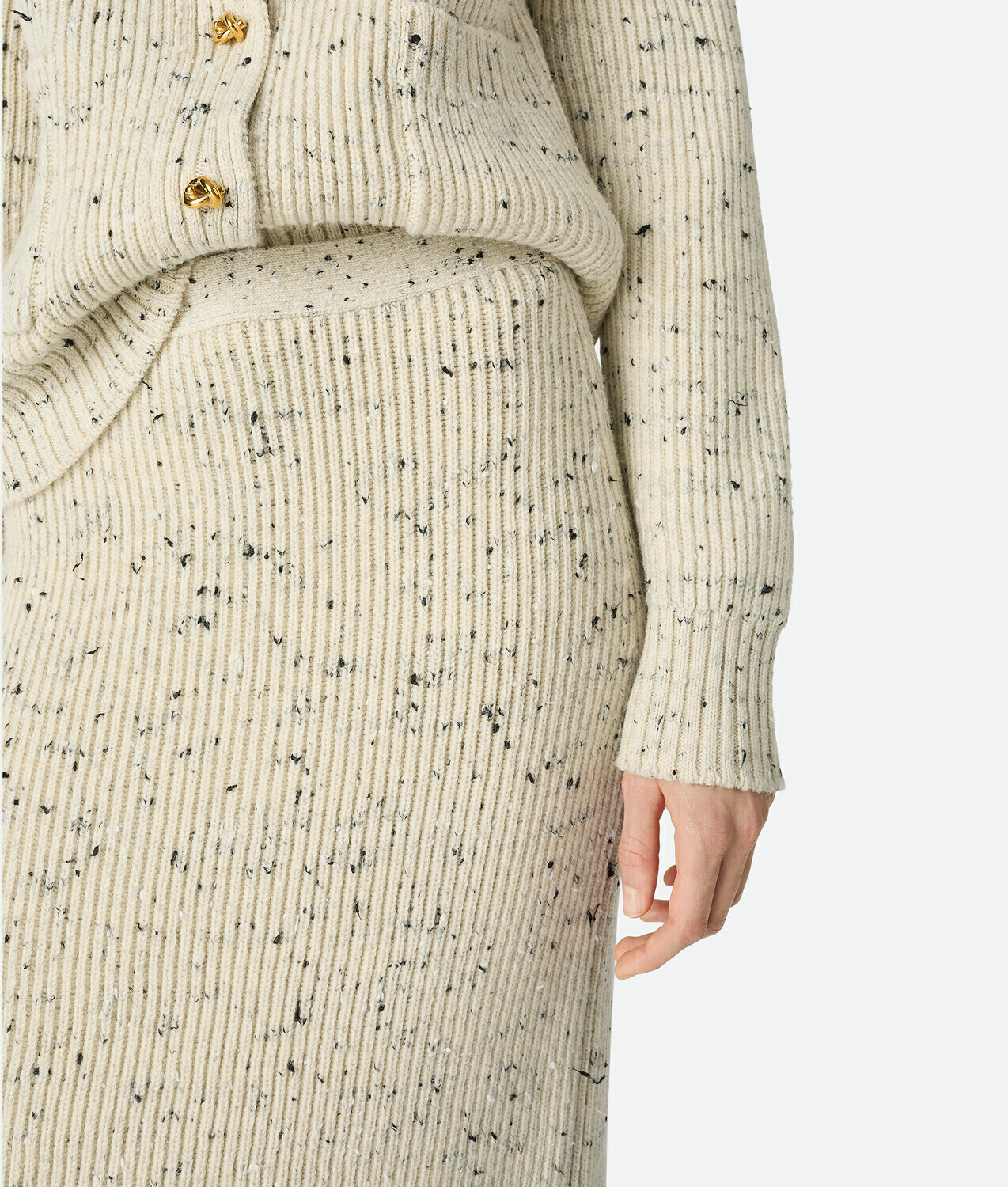 Wool english rib skirt BOTTEGA VENETA, голубь — фото 4