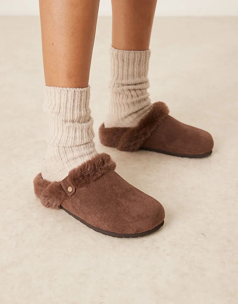 Туфли-сабо Zabby из шоколадной замши ASOS DESIGN