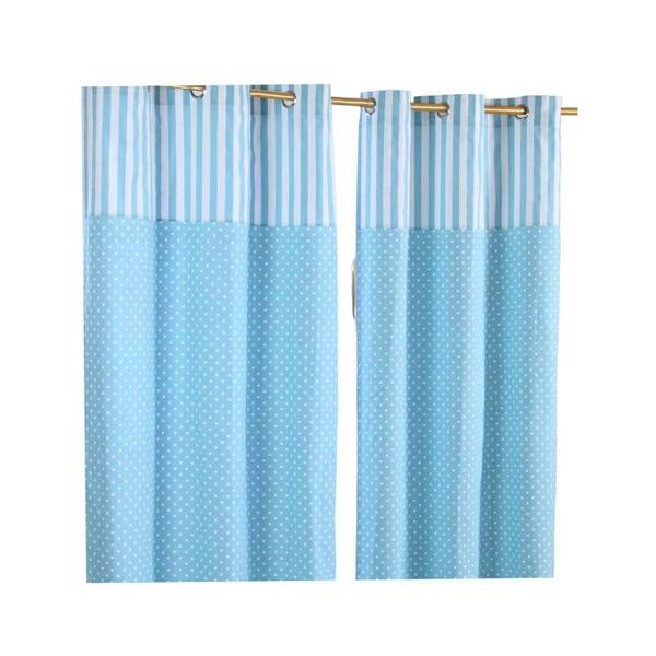 

Штора Homescapesn Polka Dots & Streifen 2 шт, 137x182x182 см, синий/белый
