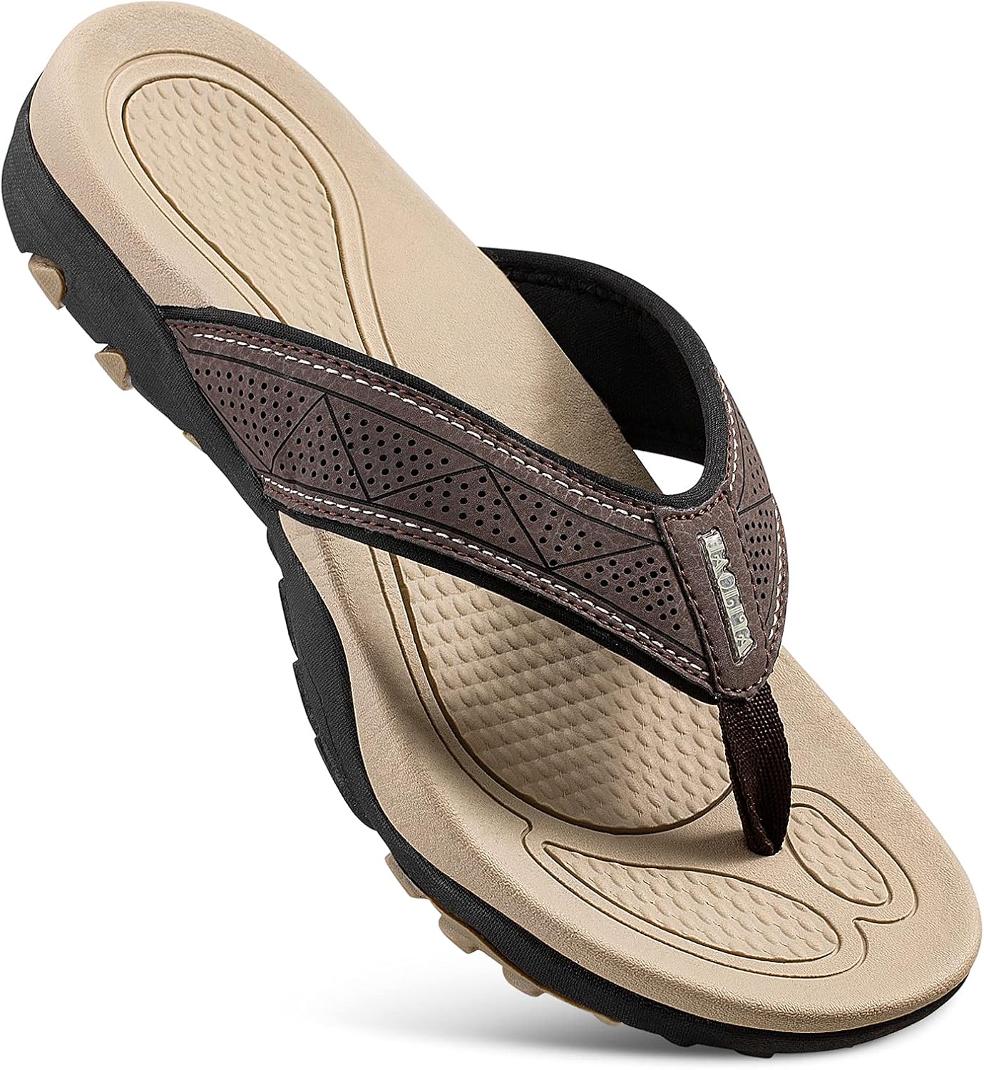 

Мужские кожаные шлепанцы HAOLIRA с поддержкой свода стопы, удобной амортизирующей подошвой, легкие, водонепроницаемые, для улицы, лета, пляжа и бассейна, Na1 Brown