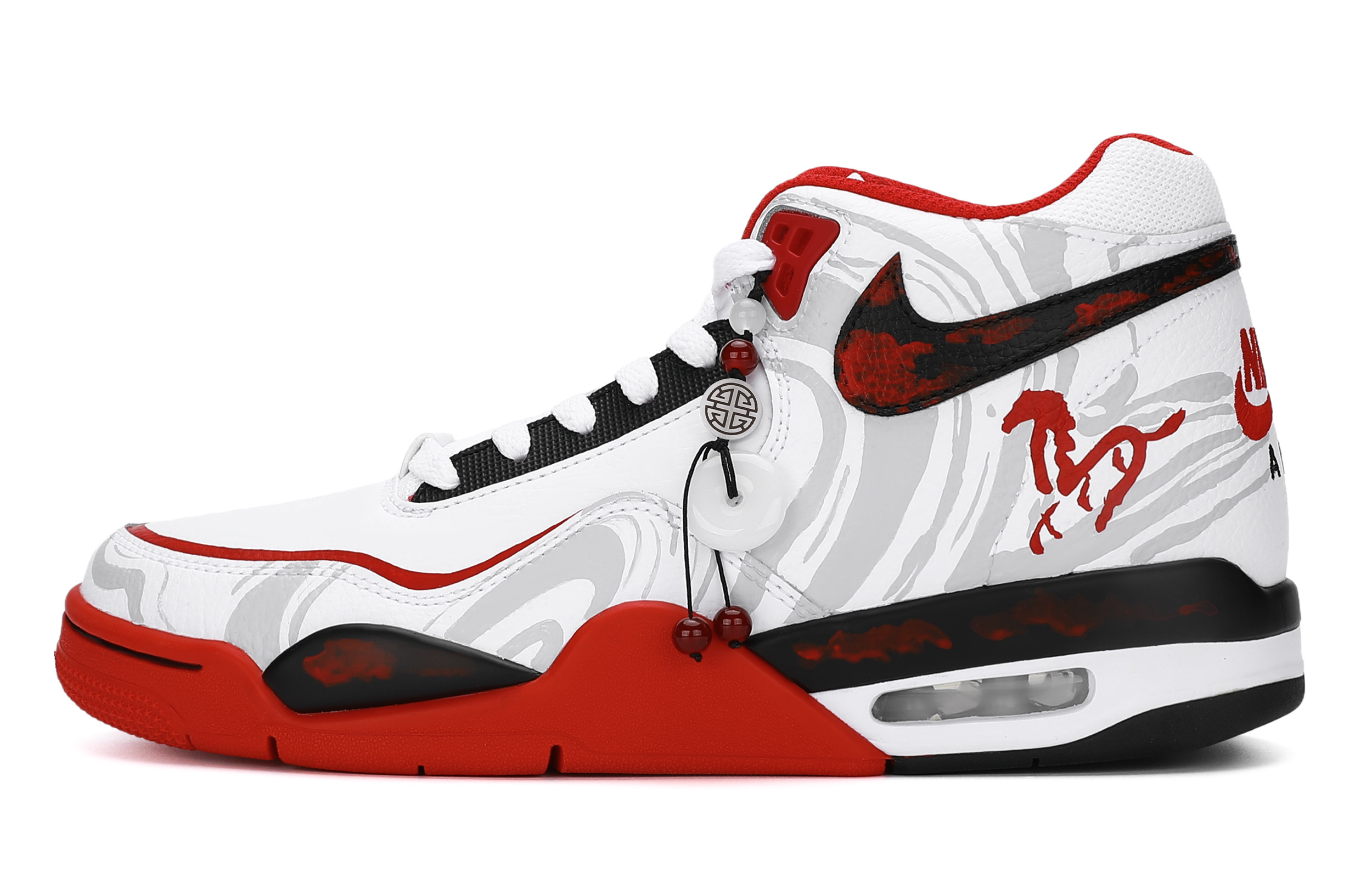 Nike Мужские винтажные баскетбольные кроссовки Flight Legacy Mid top, красно-белый — фото 3