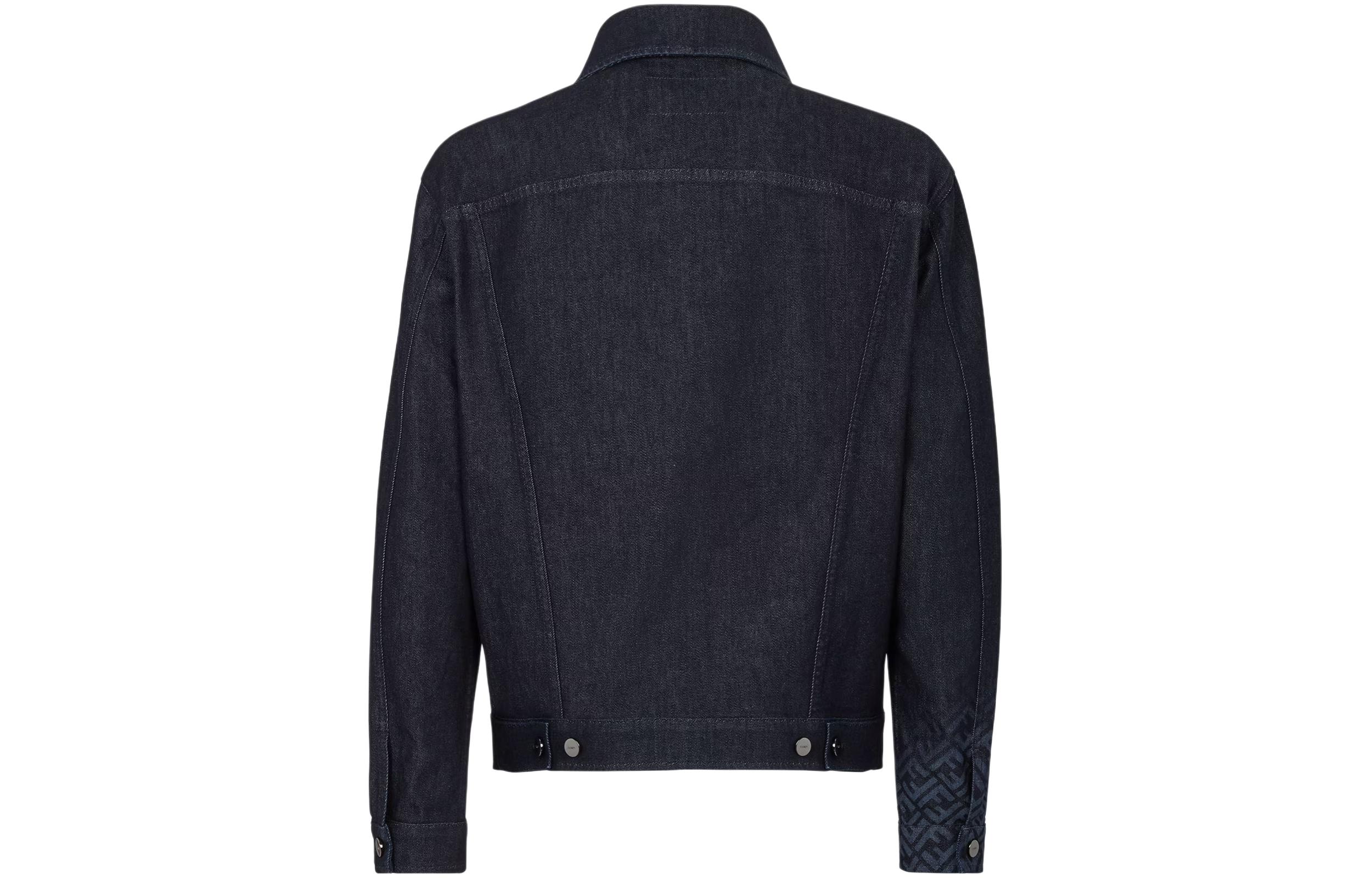 FENDI Джинсовая куртка с детализированным логотипом, Blue — фото 4