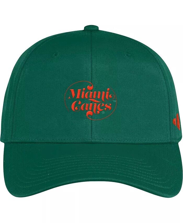 

Мужская зеленая регулируемая шляпа Miami Hurricanes с напуском Adidas