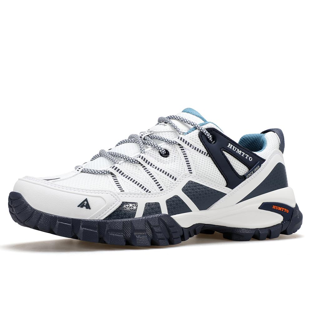 

Мужские низкие уличные ботинки с амортизацией, противоскользящим, износостойким и водонепроницаемым покрытием Humtto, белый темный синий