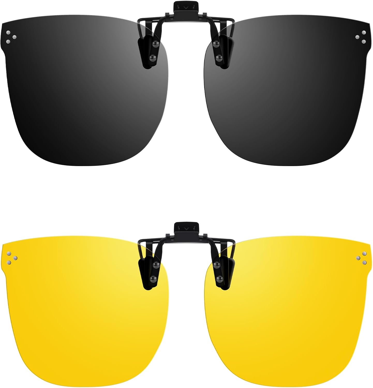 

Поляризованные солнцезащитные очки Trysee с зажимом для ношения поверх очков с диоптриями, защита UV400 (включая модели с откидной и неоткидной застежкой) TS-CO-3168, 2pcs Black+yellow - Flip Up