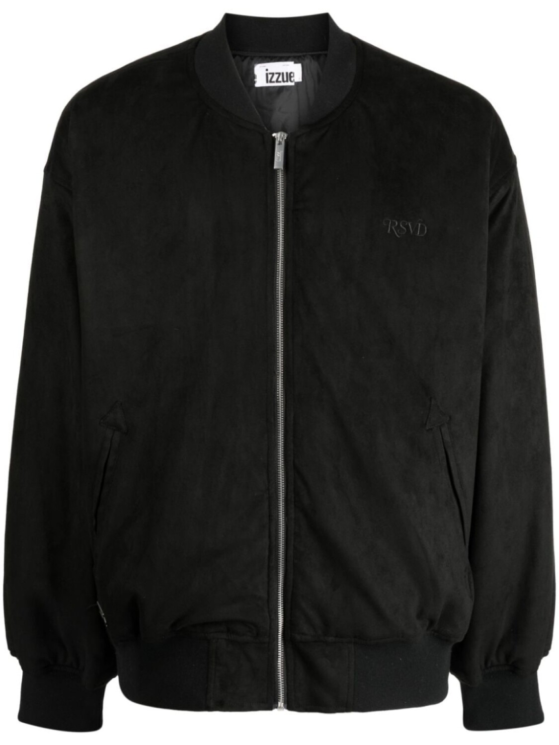 

izzue text-embroidered velvet-finish bomber jacket, черный