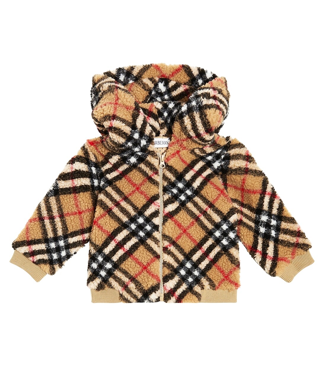 

Детская плюшевая куртка burberry в клетку Burberry Kids, бежевый