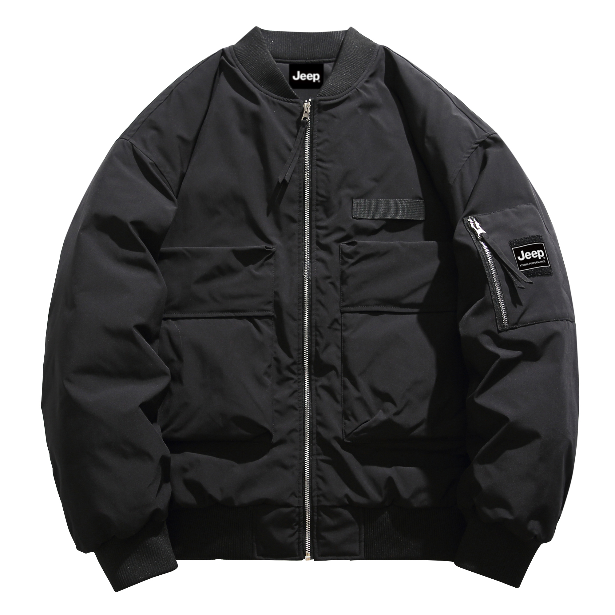 

Пуховик Unisex Baseball Collar Thickened Jeep, pure черный