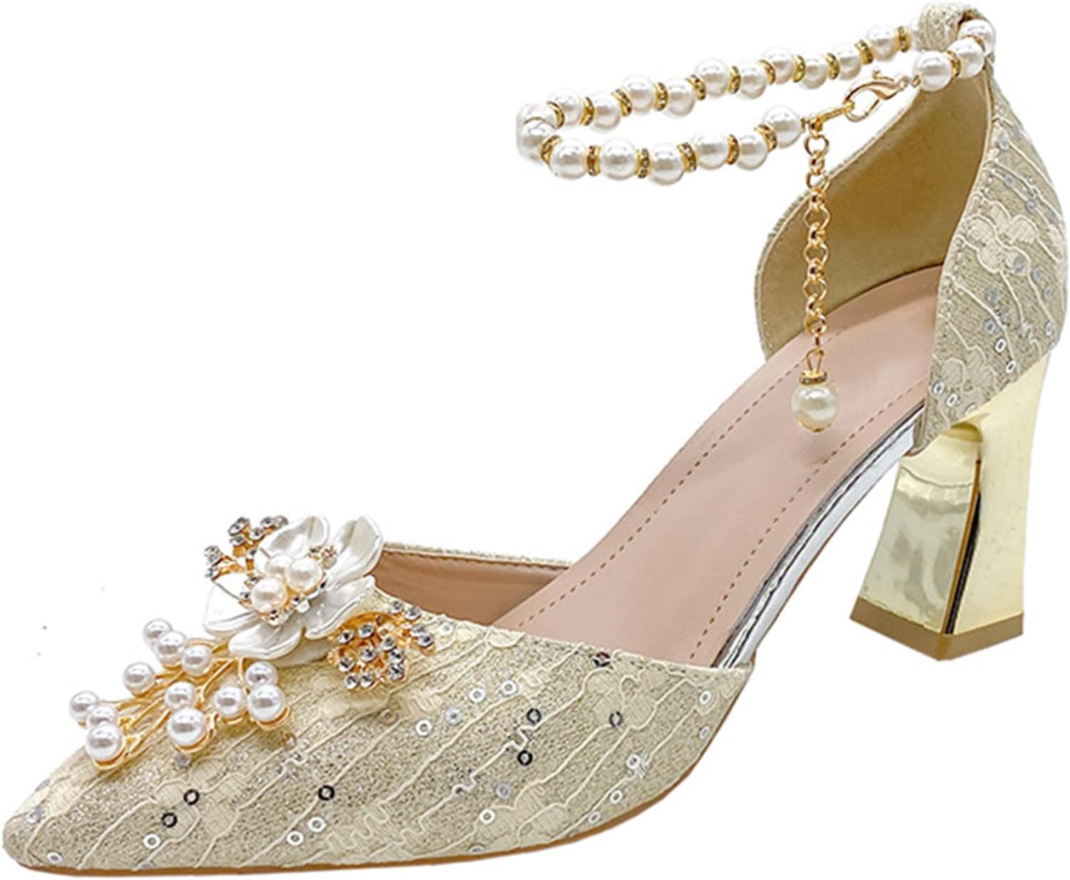 

Женские нарядные босоножки LSIGHTUS с высоким каблуком и открытым носком для женщин, для невест, танцев, вечеринок и ежедневной носки, с ремешком на щиколотке, золотой