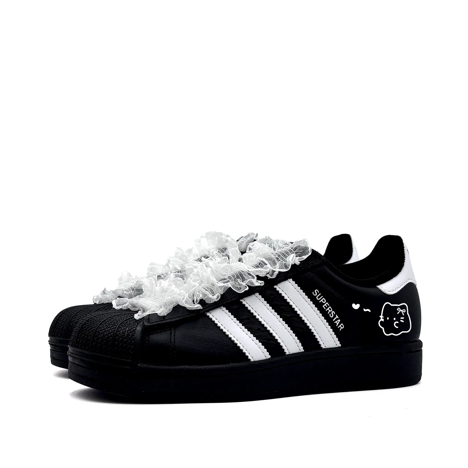Кроссовки для скейтбординга Superstar 2 Cat Paw Milk Puff Adidas Originals черные — фото 4