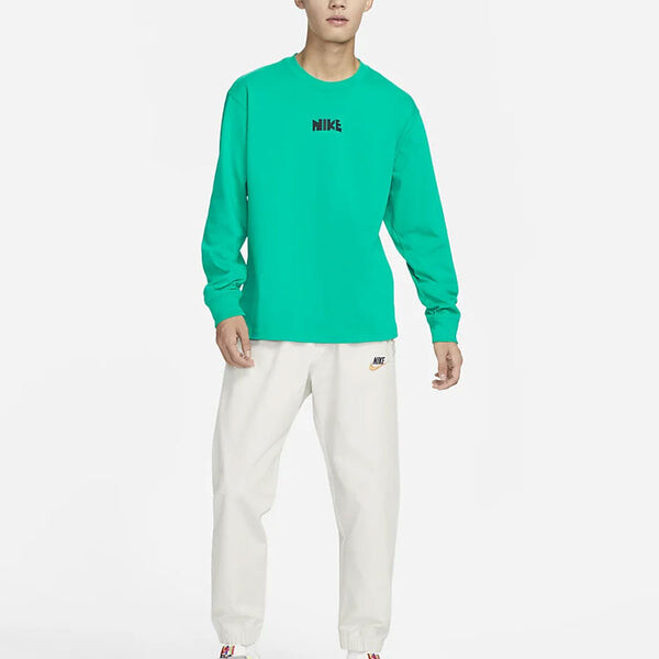 Футболка Nike Sportswear Logo Long Sleeve Tee 'Green', зеленый — фото 4