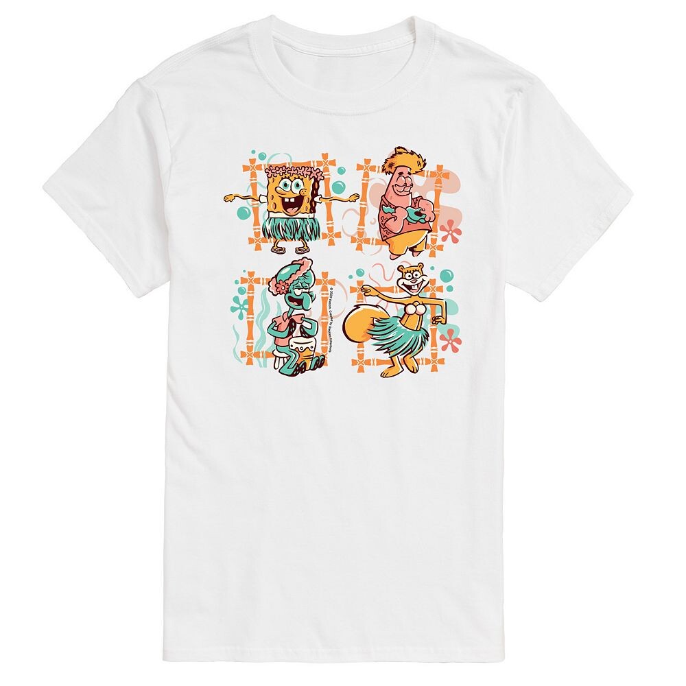 

Мужская футболка SpongeBob SquareБрюки Tiki Squares Футболка с рисунком Nickelodeon, белый