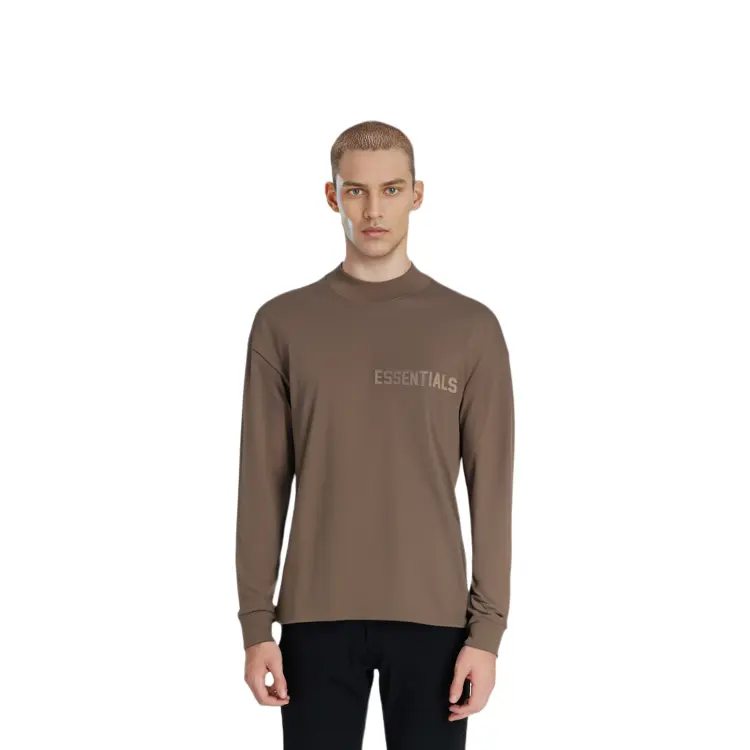 Футболка с длинным рукавом Fear Of God Essentials, Древесный кофе — фото 3