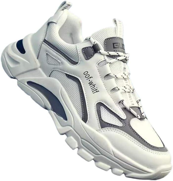 

Мужские дышащие спортивные кроссовки с низким верхом - шнуровка - противоскользящая и стойкая к износу подошва, повседневные Fusecottc, серый