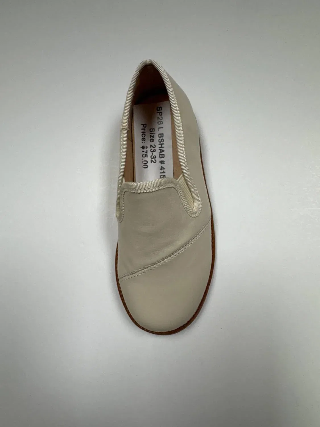 Детские туфли без шнуровки из премиальной кожи Nora Classic Slip-On 1936, бежевый — фото 2