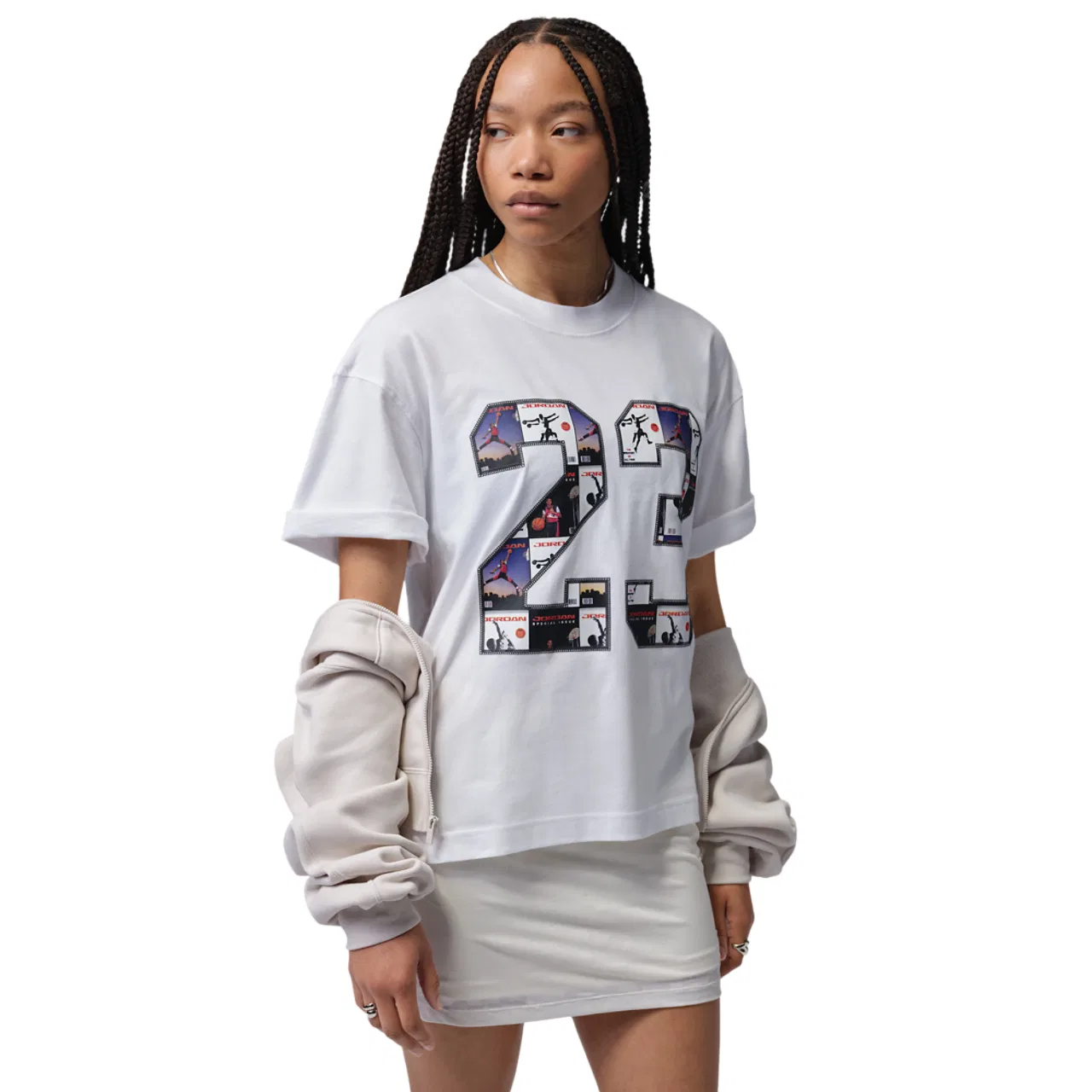 Женская футболка свободного кроя из хлопка Jordan Brooklyn GF GFX Tee, Jordan, White