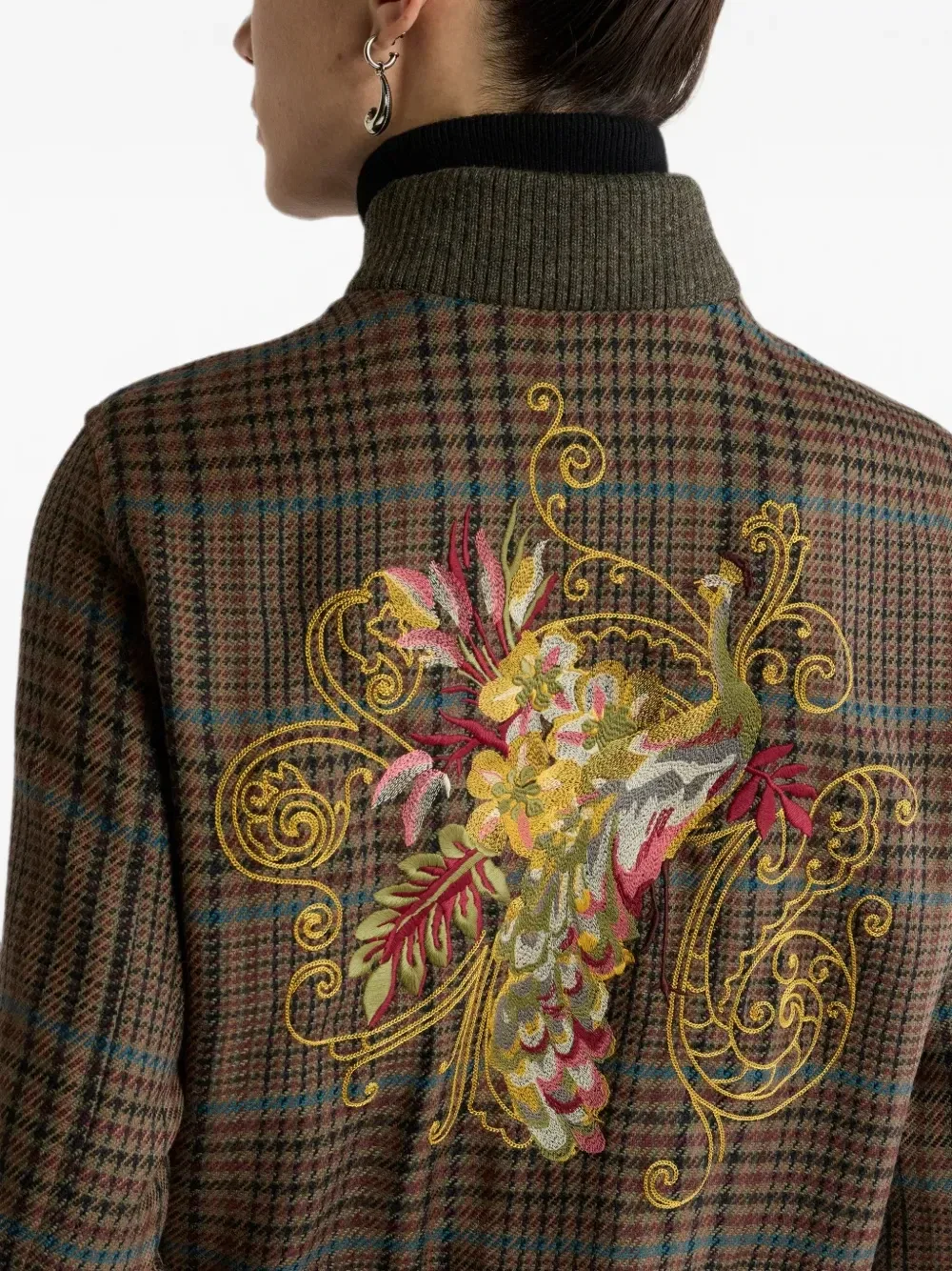 Шерстяной бомбер с вышивкой Etro, коричневый — фото 4