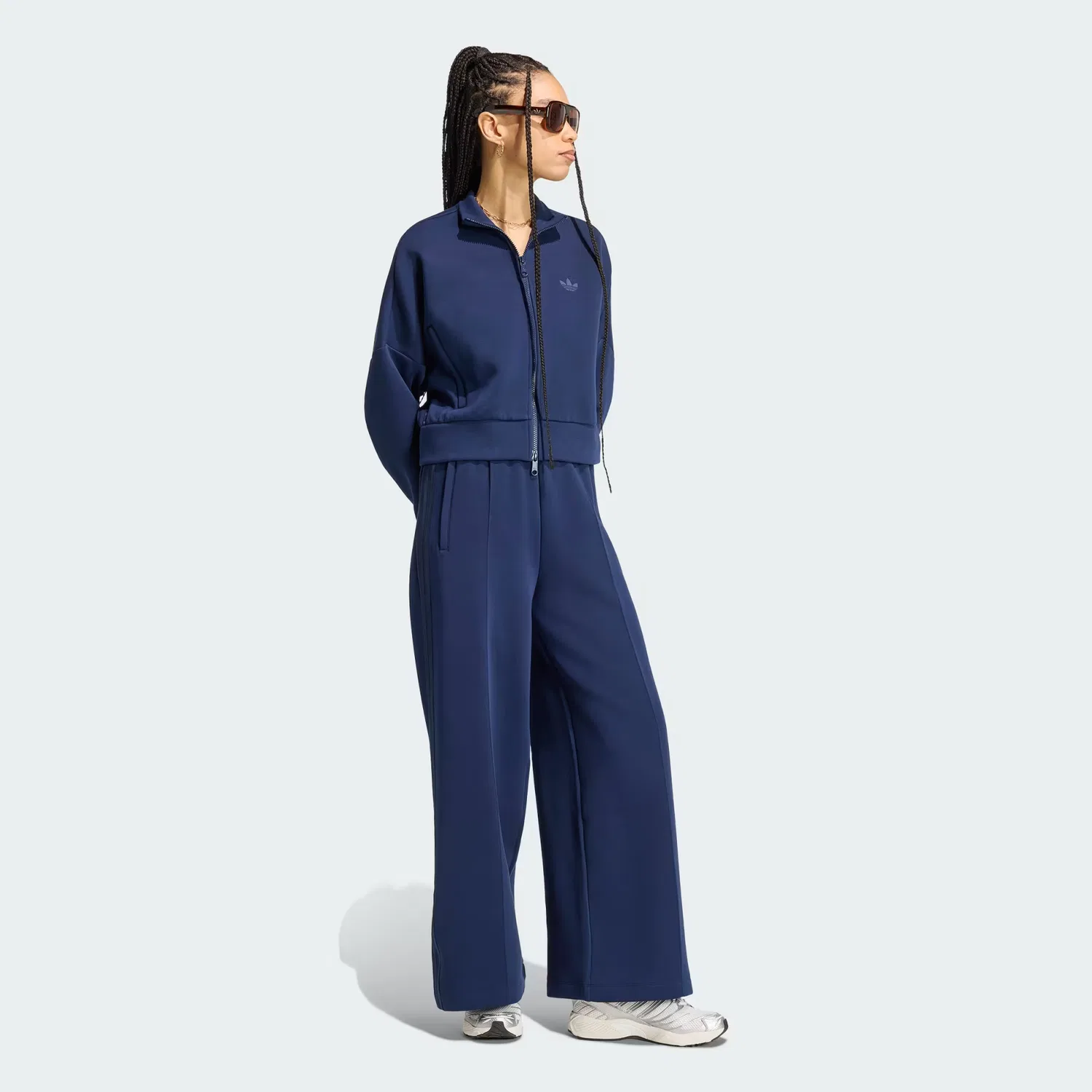 Женская олимпийка оверсайз Spacer Tracktop Adidas Originals, темно-синий — фото 3