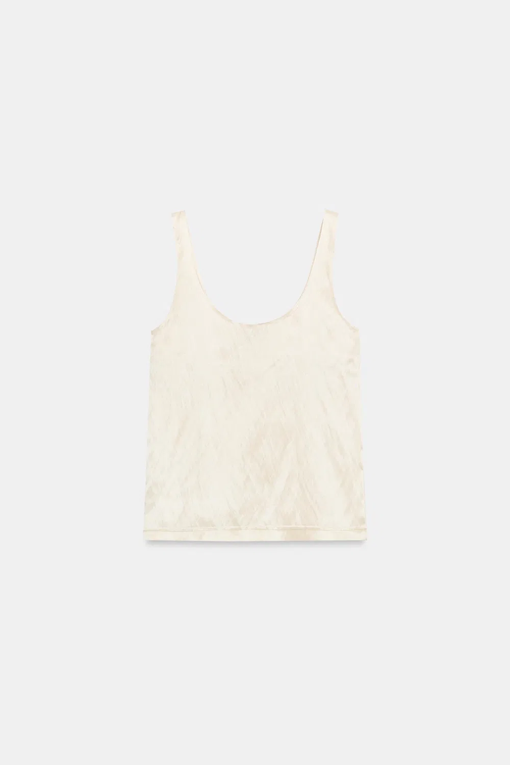Атласный топ на бретелях ZARA, Beige — фото 4