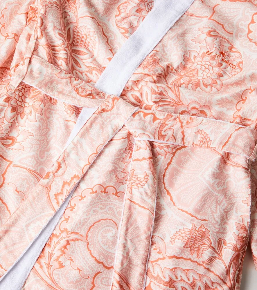 Хлопковый халат с узором пейсли Bloom Etro, оранжевый — фото 2