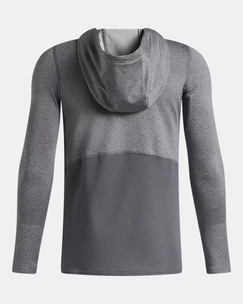 Худи на молнии ½ для мальчиков утепленное с вентиляцией ColdGear UnderArmour, Castlerock Full Heather/Black — фото 2