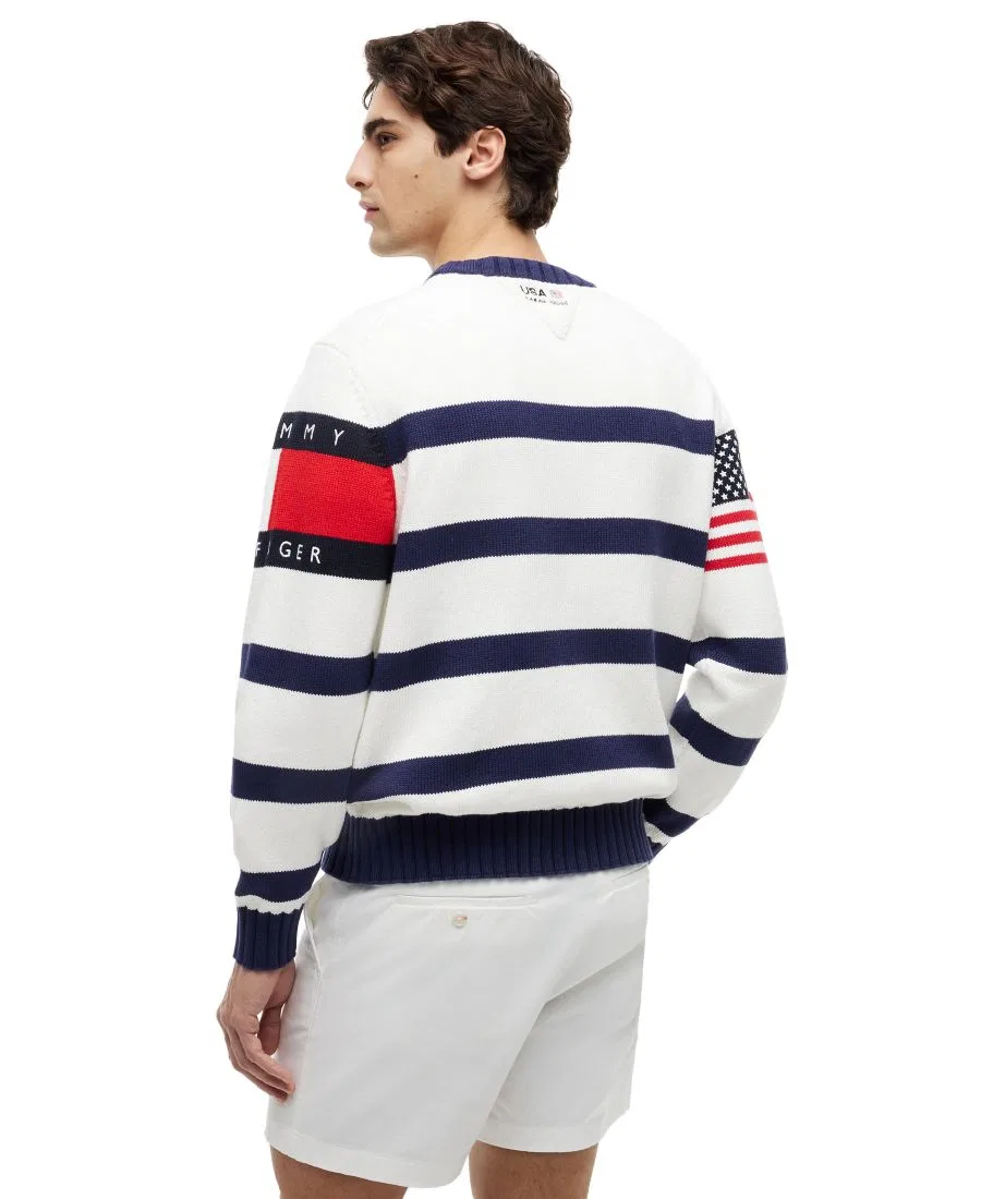 Свитер с круглым вырезом, классический полосатый дизайн Tommy Hilfiger, Ecru Navy — фото 4
