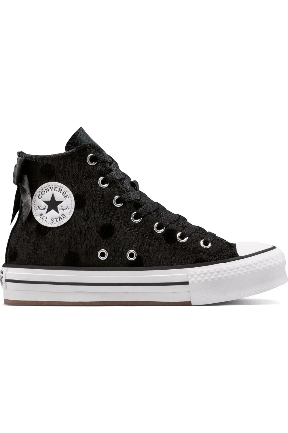 Кроссовки детские на платформе Chuck Taylor All Star Lift Bow Converse, черный/белый/черный — фото 2