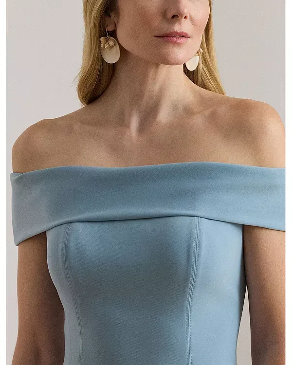 Женское коктейльное платье с открытыми плечами Ralph Lauren, синий — фото 4