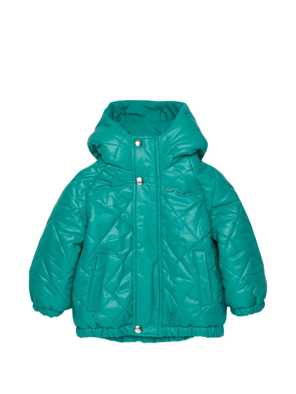 Пуховик с капюшоном Marni Kids, зеленый